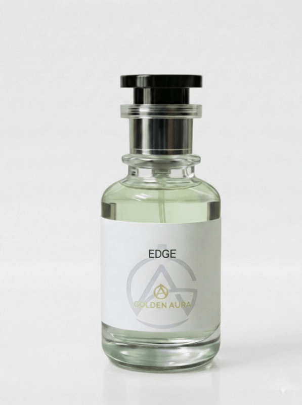 Elegant perfume bottle with label